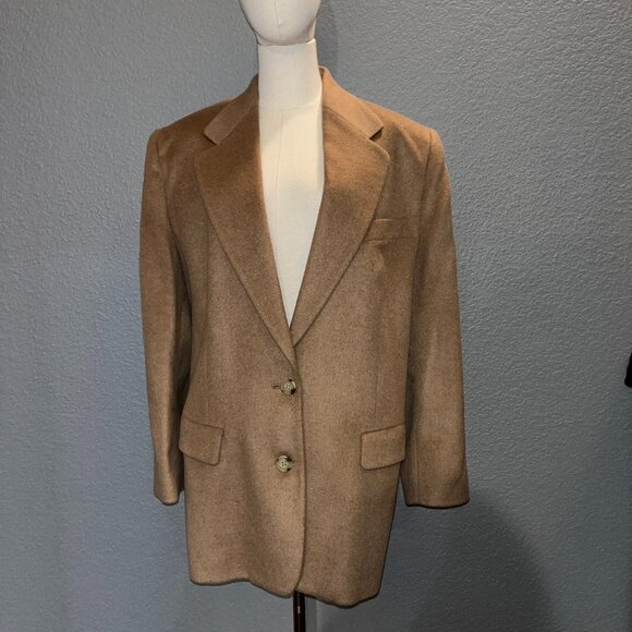 WOMEN'S 80s SANYO for I. MAGNIN 100% CAMEL HAIR BLAZER JACKET MADE IN JAPAN - 12 - Picture 1 of 11